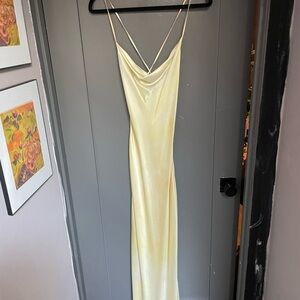 100% silk Cowl Neck Maxi Silk Slip Dress - Sunrise Dew, XS